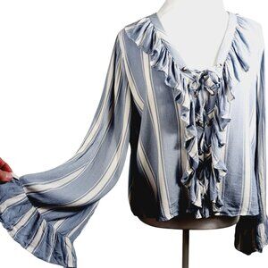 American Eagle Outfitters Striped Ruffle Blouse